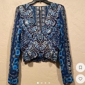 Free people blue patterned top
